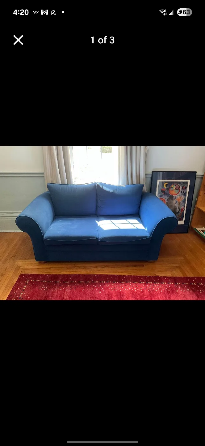 Blue Cloth Loveseat Sofa