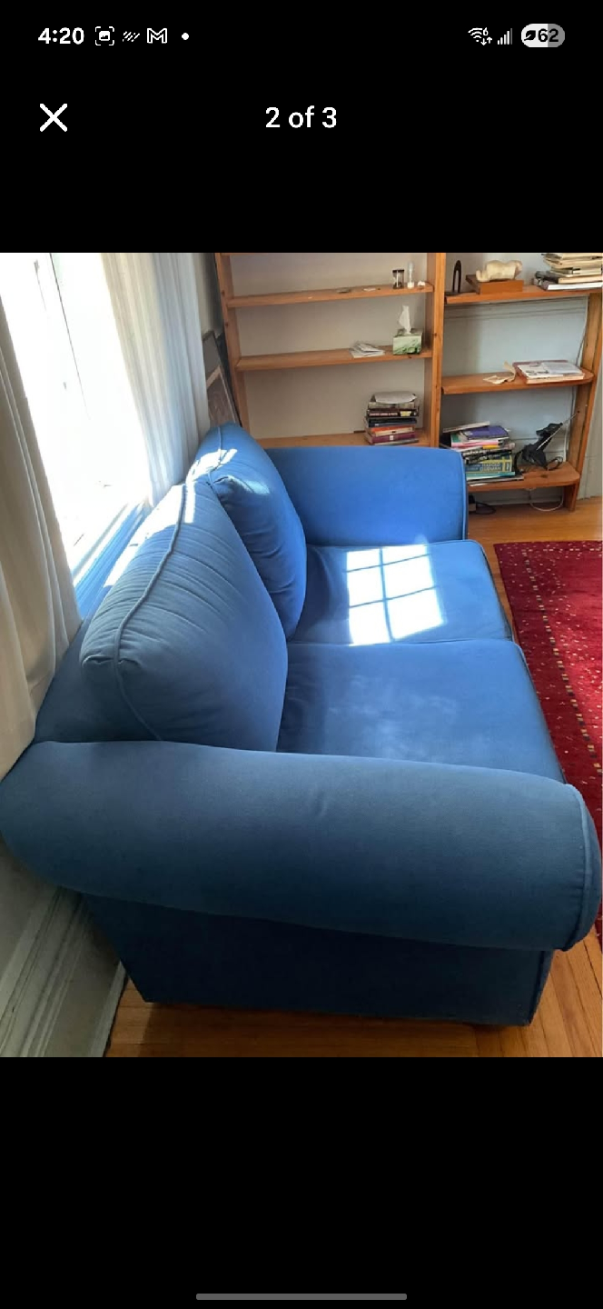 Blue Cloth Loveseat Sofa - photo 2
