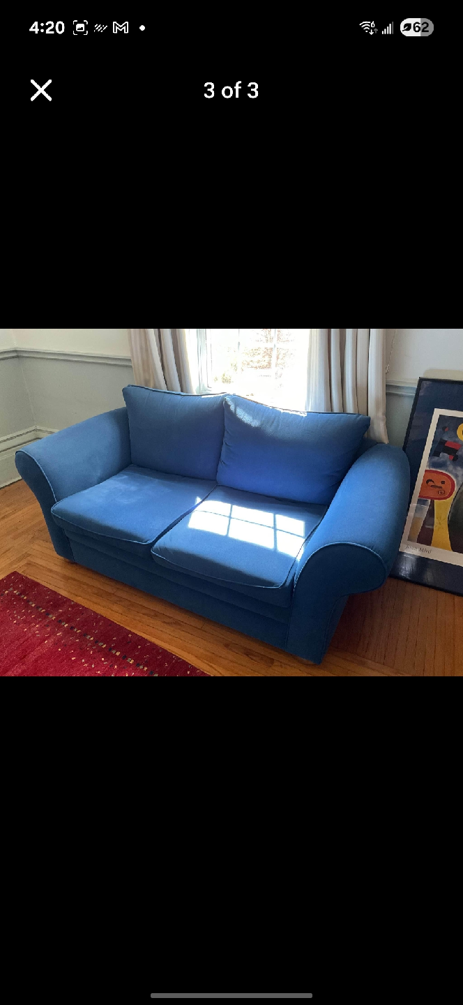 Blue Cloth Loveseat Sofa - photo 3
