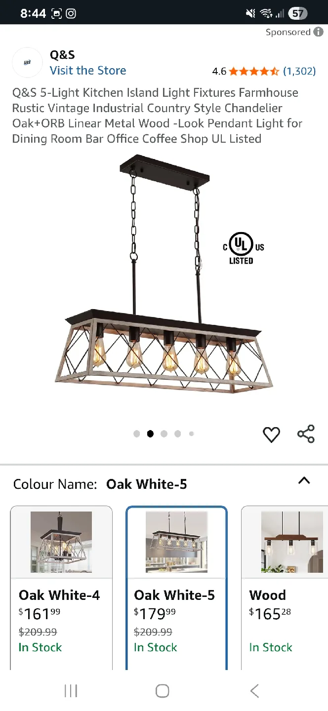 Q&S 5 light kitchen island light fixture 🏠Duff&Egl image indicator(3)