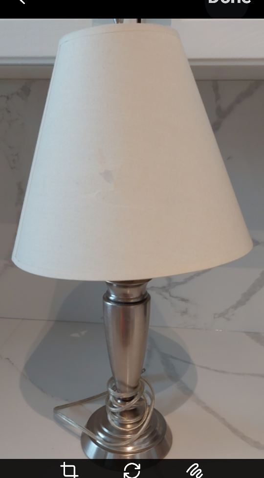 Table Lamp - Beige Shade, Silver Base