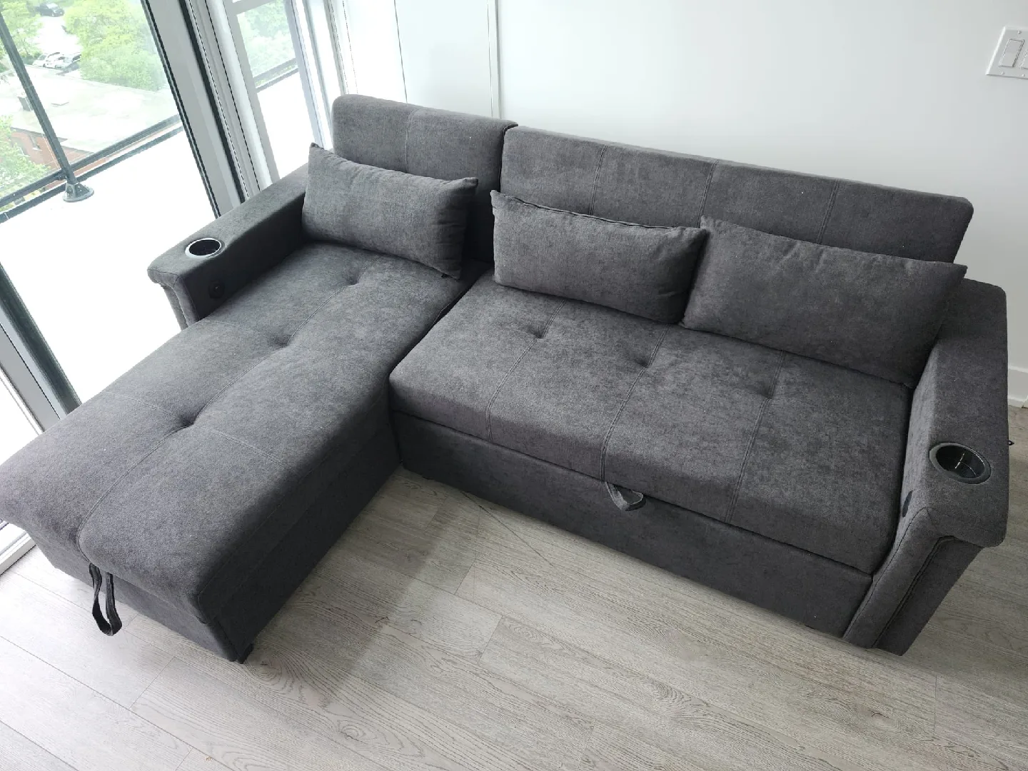 Grey Sleeper Sectional Sofa with Storage image indicator(4)