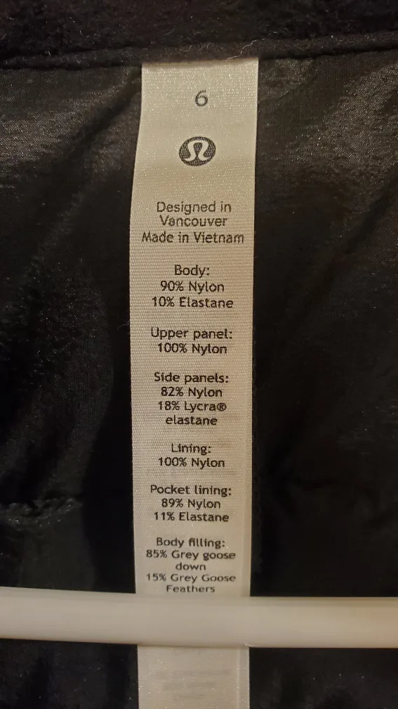 New Lululemon Primaloft Vest - Size 6 Black image indicator(3)