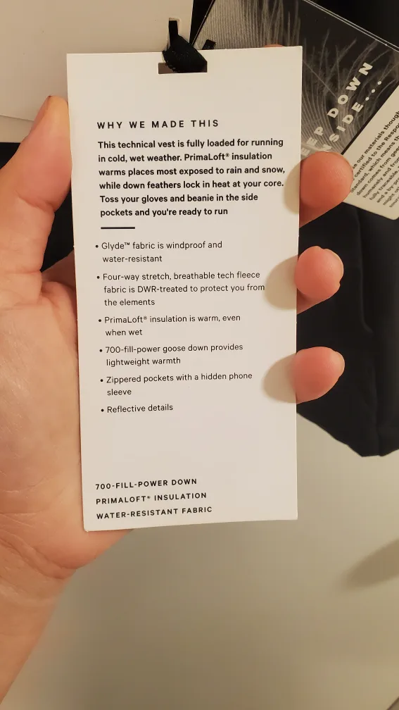 New Lululemon Primaloft Vest - Size 6 Black image indicator(6)