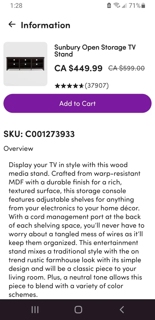 Sunbury Open Storage TV Stand for TVs upto 70" (Expresso) image indicator(3)