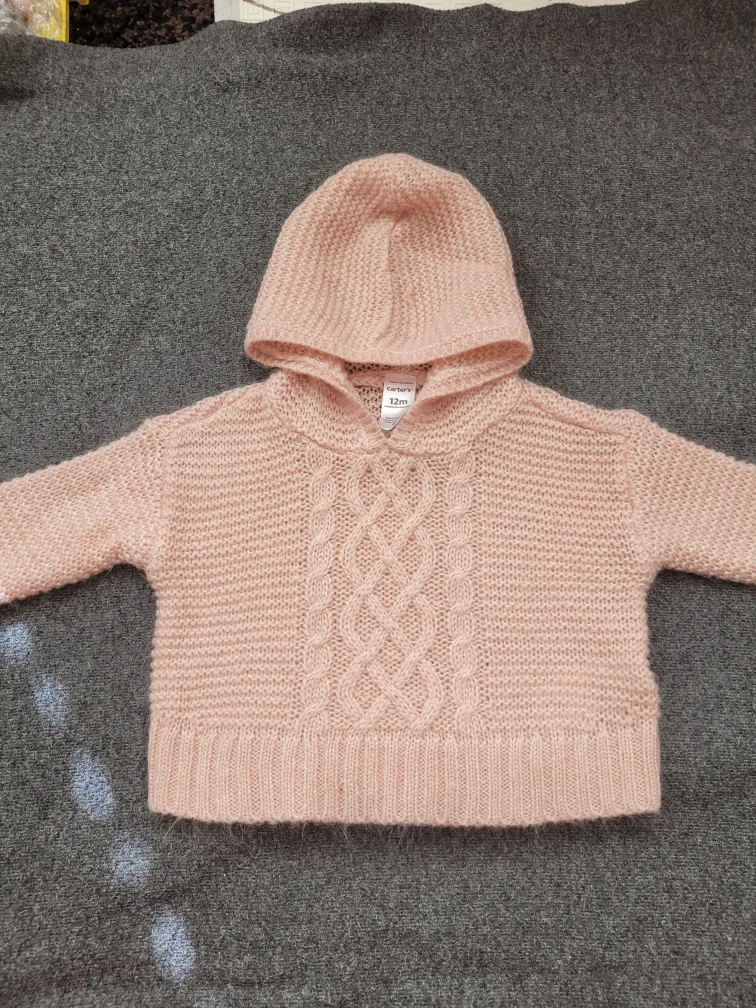 Carter's 12m Pink Knit Hoodie image indicator(2)