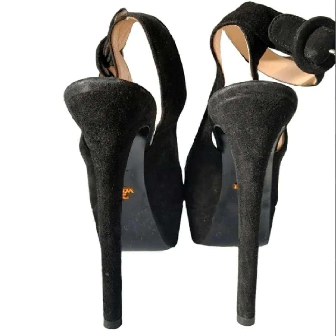 Prada Black Suede Platform Stiletto Heels image indicator(8)
