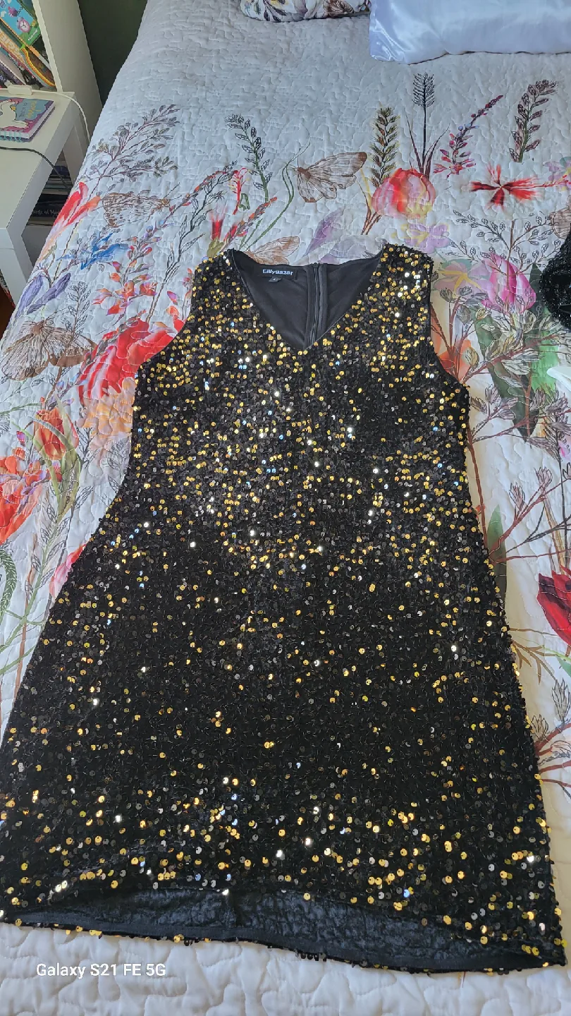 CityBazar Black & Gold Sequin Dress thumbnail