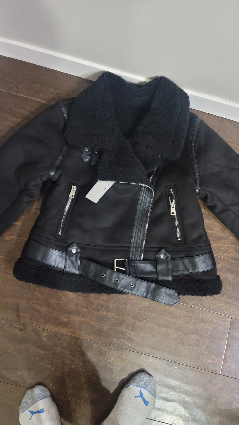 (sizeXL)LY VAREY LIN Women's Faux Shearing Moto Jacket... - photo 4