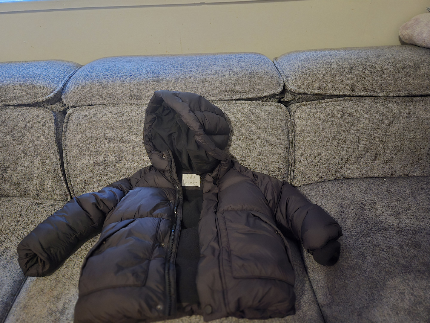 Zara Kids Black Puffer Jacket - Size 3-4