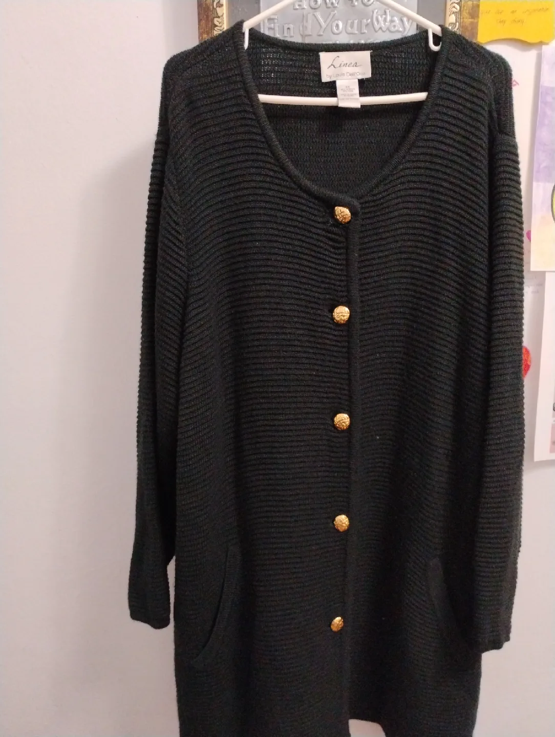 "🥕"Linea Cardigan Black thick Sweater thumbnail
