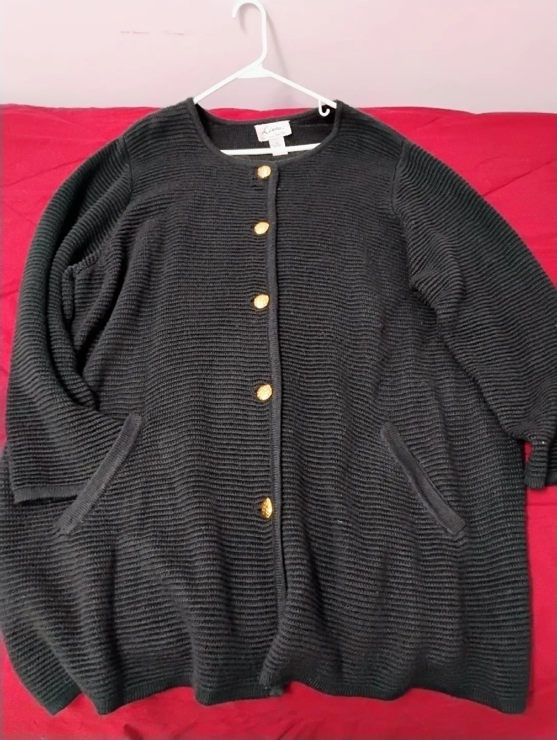 "🥕"Linea Cardigan Black thick Sweater image indicator(2)