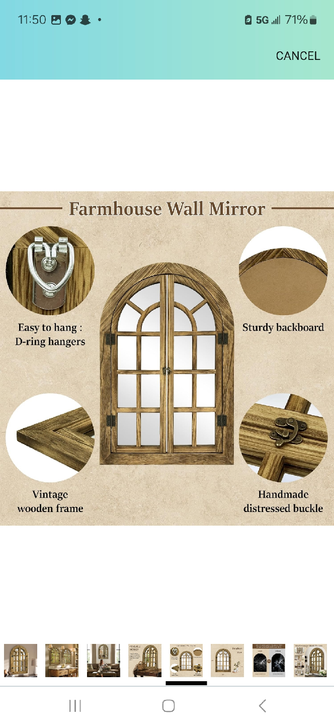 Vintage Farmhouse Wooden Frame Window Mirror - photo 2