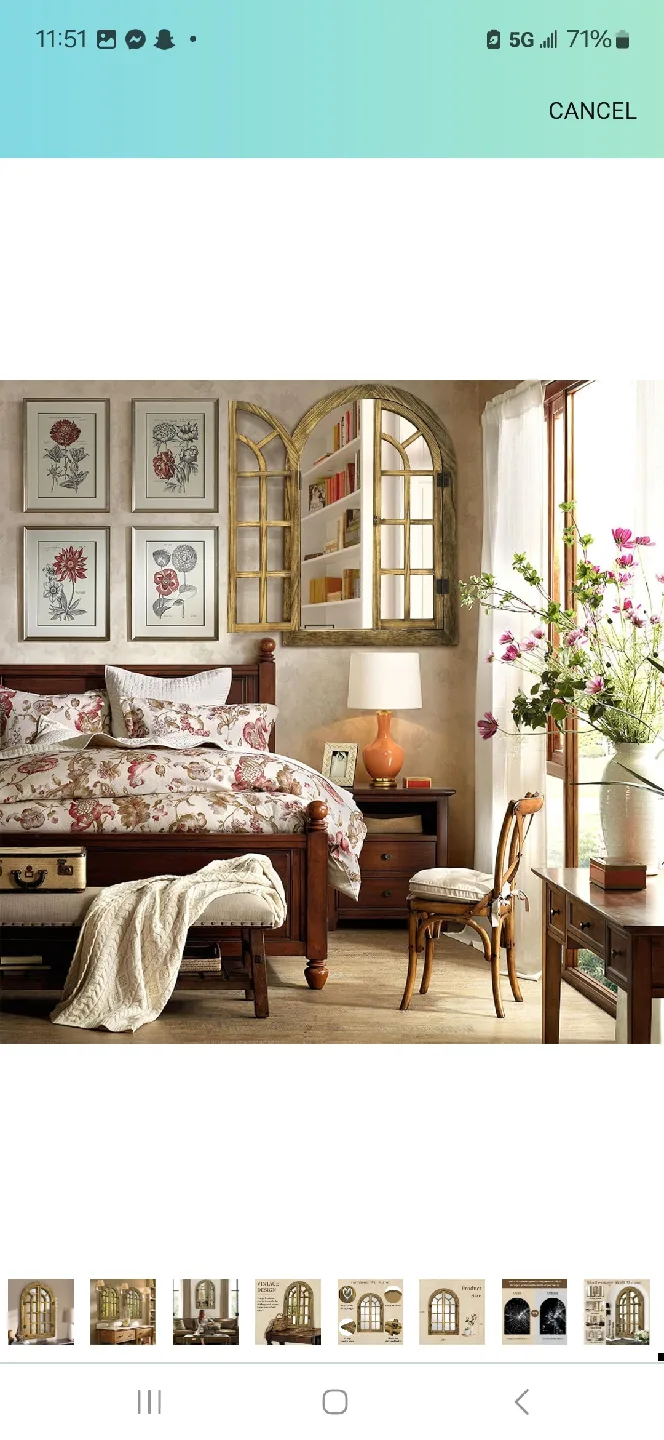 Vintage Farmhouse Wooden Frame Window Mirror image indicator(9)