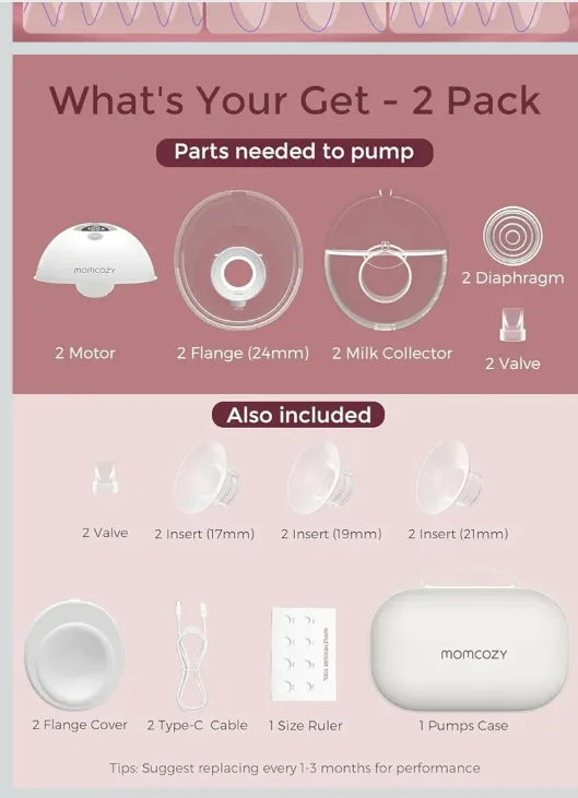 Momcozy m5 Wearable Breast Pump - 2 Pack image indicator(2)