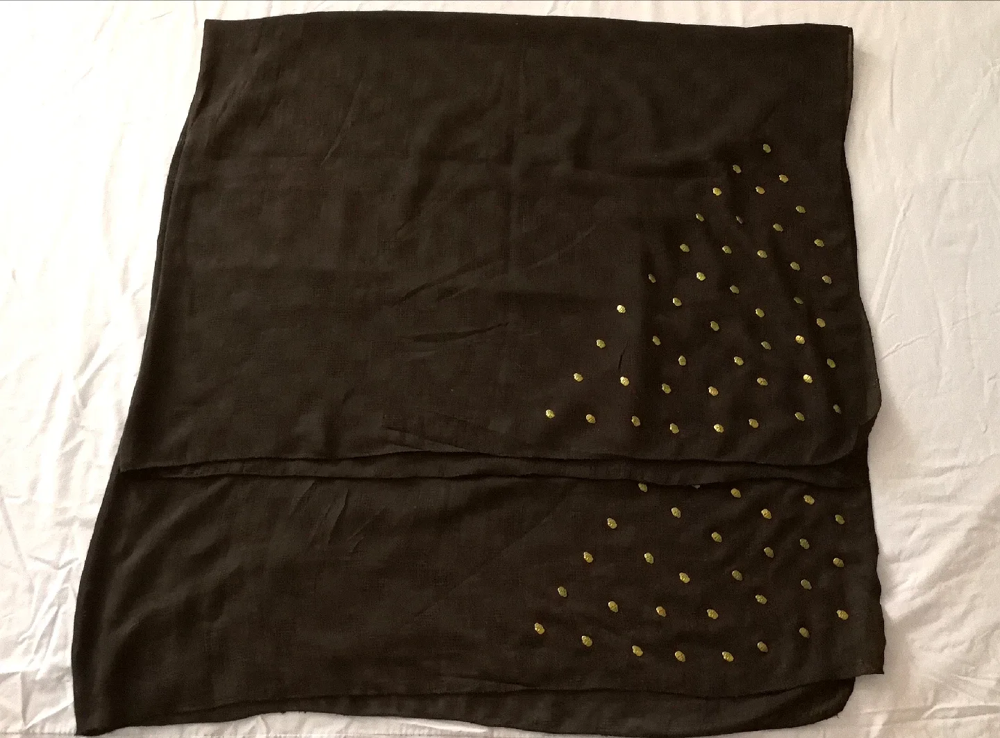 Black Scarf/shawl with Gold Skull Embellishments thumbnail