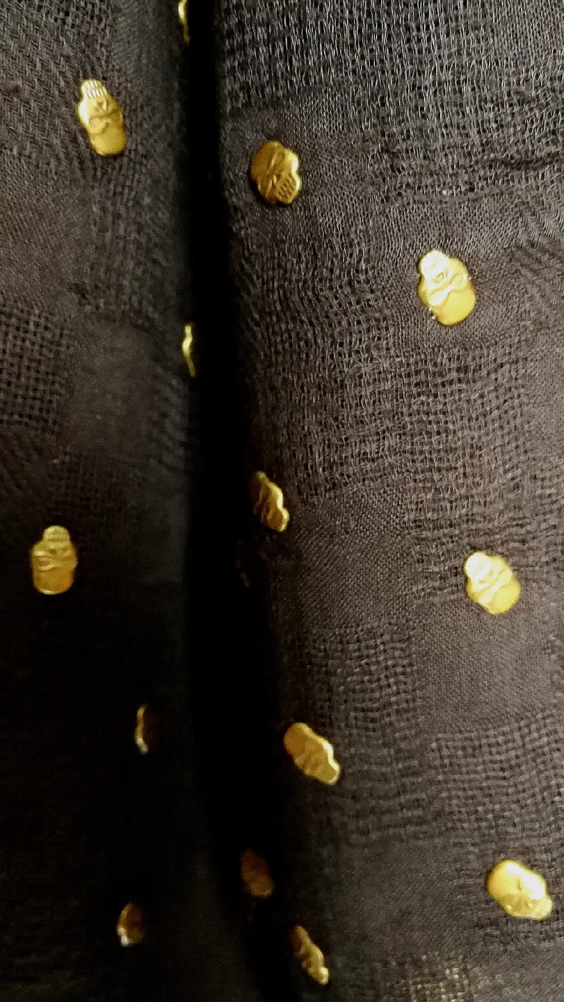 Black Scarf/shawl with Gold Skull Embellishments image indicator(2)