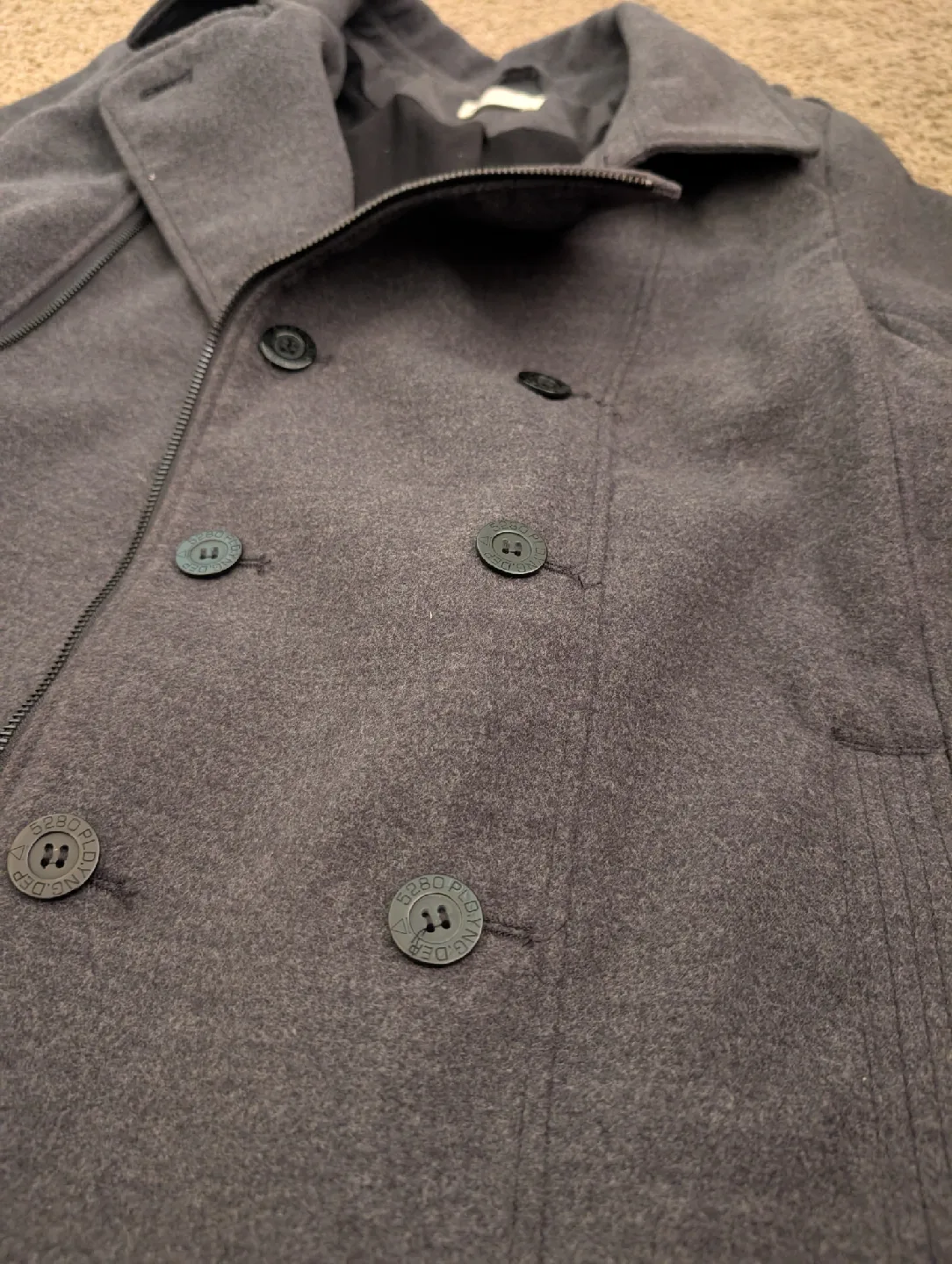 H&M Grey Wool Blend Peacoat - Size 14Y image indicator(2)