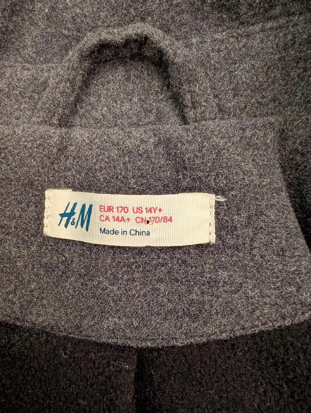 H&M Grey Wool Blend Peacoat - Size 14Y image indicator(3)