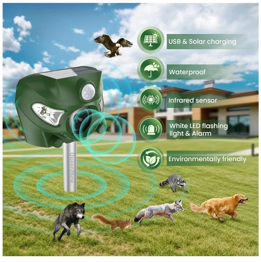 QueenMew Animal Away Ultrasonic Repeller - New in Box! image indicator(8)