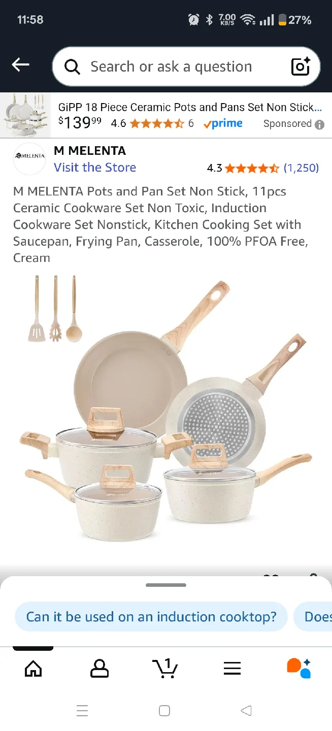 brand new  Melenta 11-Piece Ceramic Cookware Set - New in Box! image indicator(2)