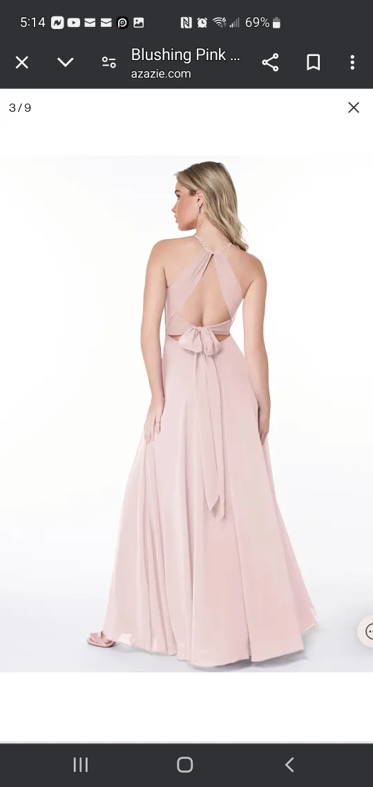 Azazie Blushing Pink Bridesmaid Dress image indicator(3)