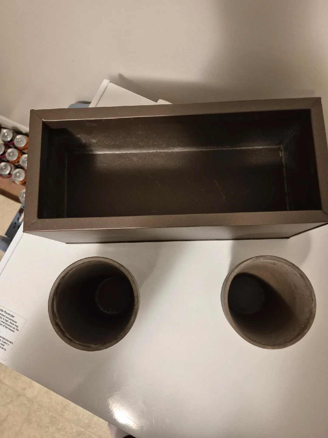 Brown Metal Planter Box with Three Pots image indicator(5)
