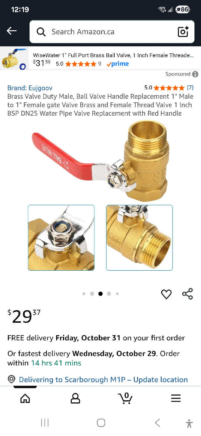 Brass Ball Valve, 1 inch Female Thread - photo 2