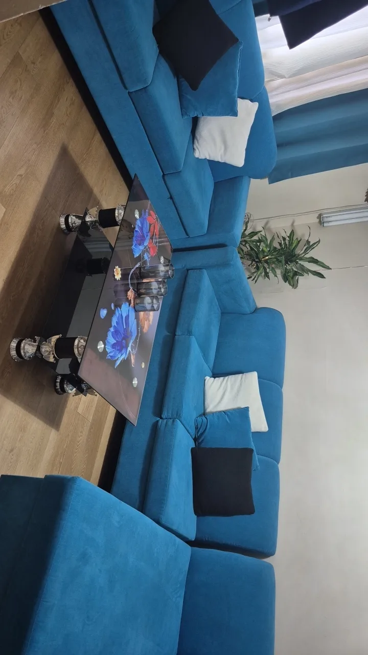Blue Sectional Sofa and 3seat sofa image indicator(2)
