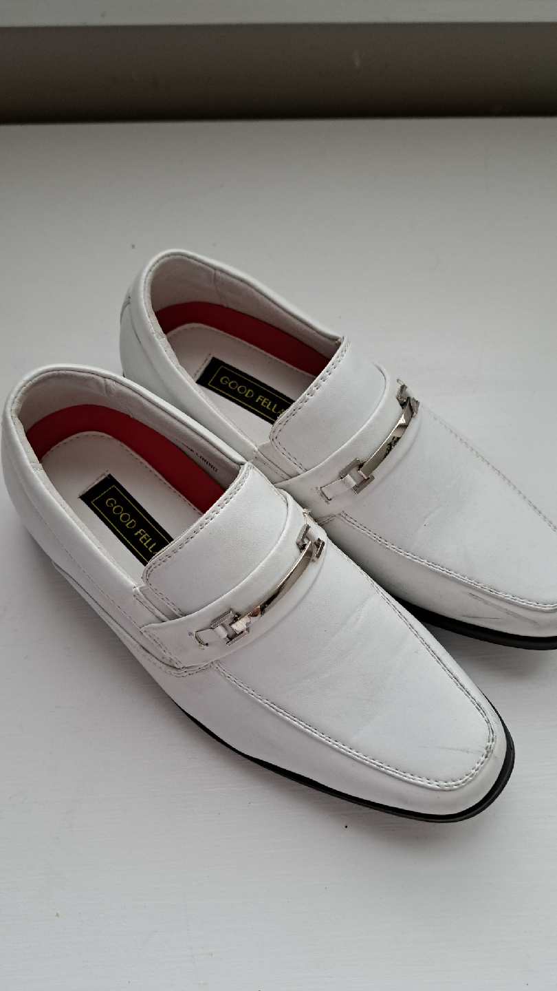 Good Fellas White Leather Loafers Sz 1 Boys - photo 2