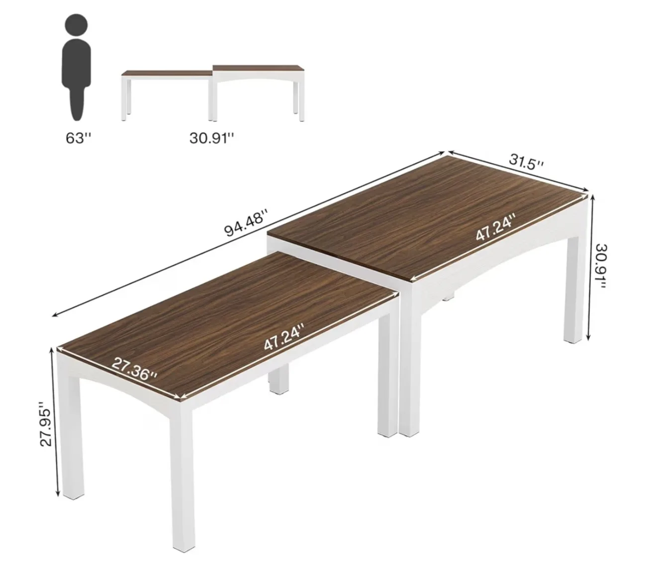 Extendable Dining Table - White & Wood image indicator(2)