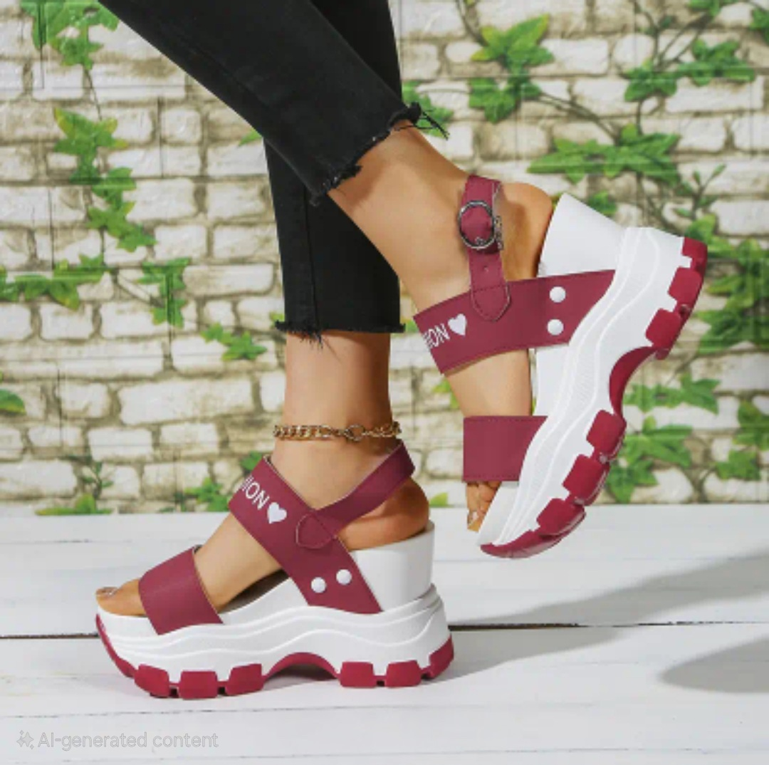 Burgundy Fashion Platform Sandals - photo 2