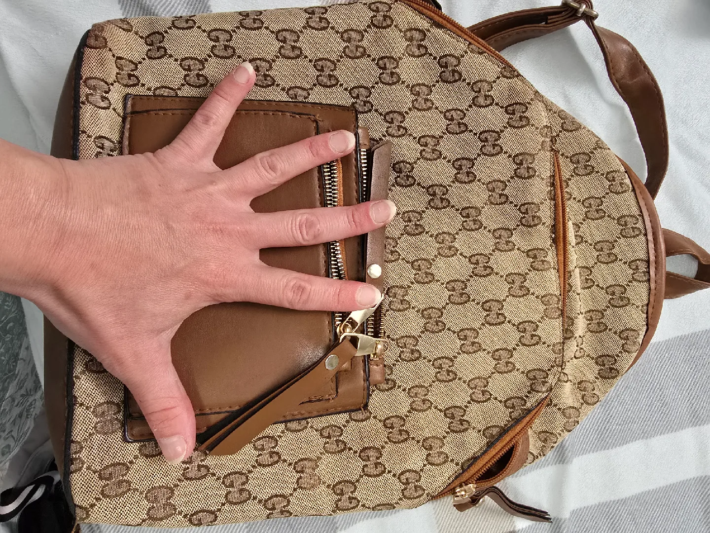 Patterned Brown Backpack image indicator(3)