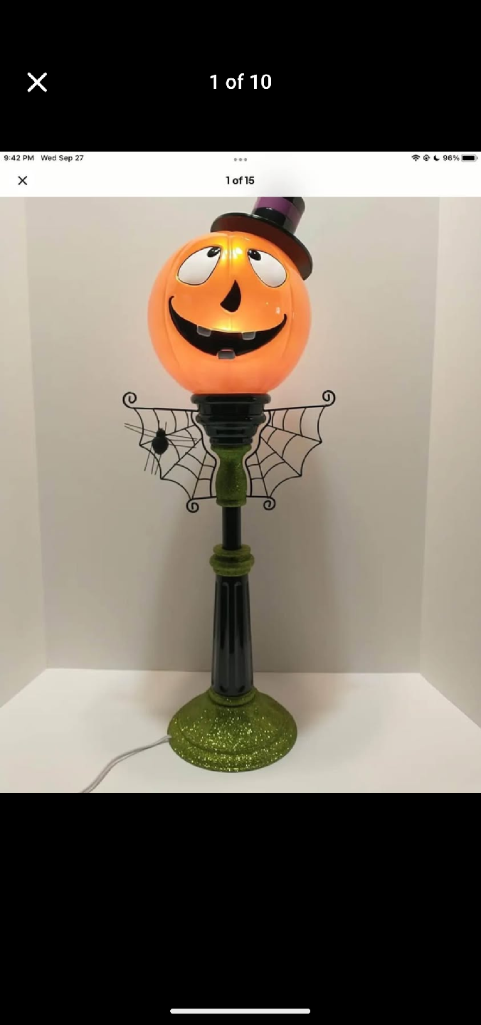 Cracker Barrel Lighted Pumpkin Post Lamp Halloween Adj Up To 36"