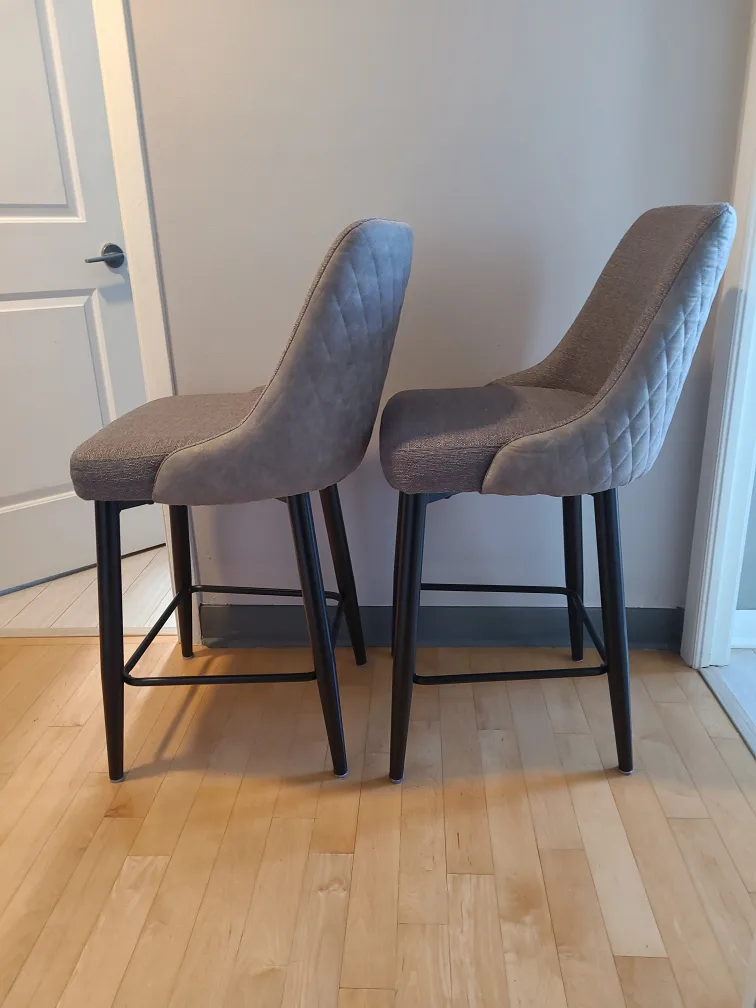 Set of Grey Upholstered Counter Height / Bar Stools x2 🧡 image indicator(2)