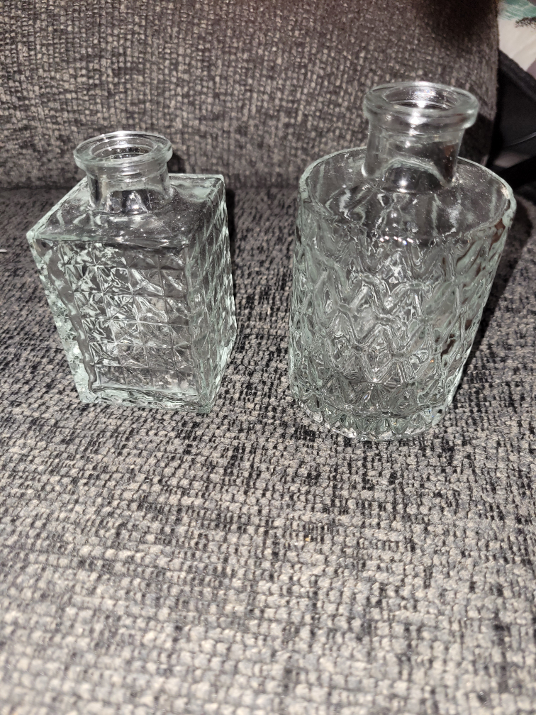 Two Small Glass Vases with Decorative Plastic Flowers - photo 5