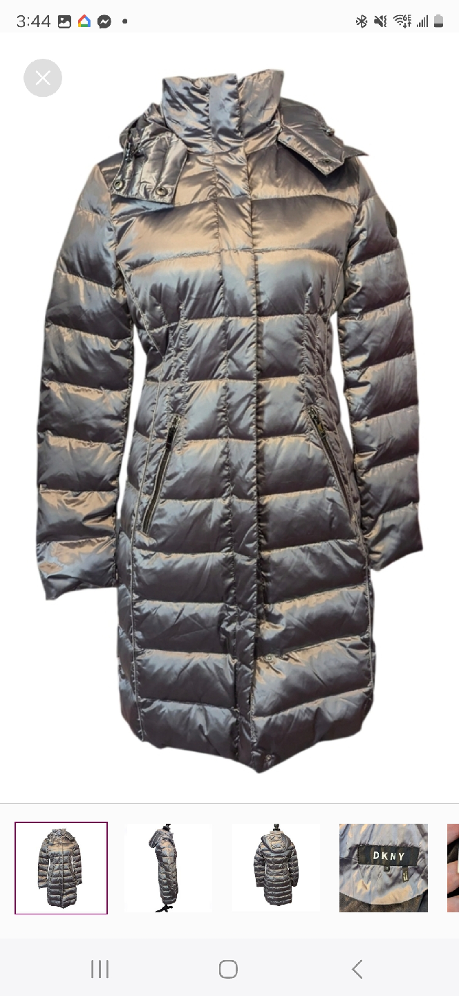 DKNY Silver  Puffer Coat - Size M