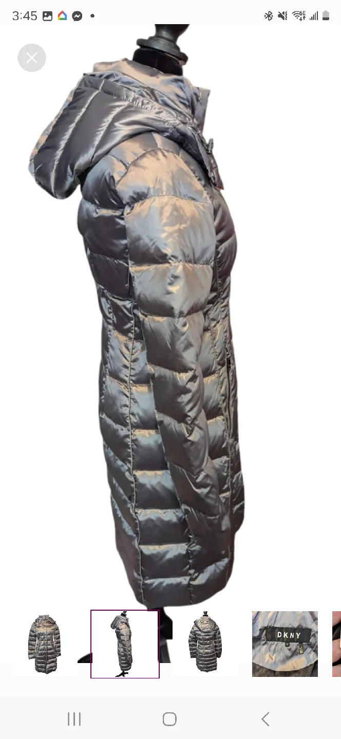 DKNY Silver  Puffer Coat - Size M image indicator(3)