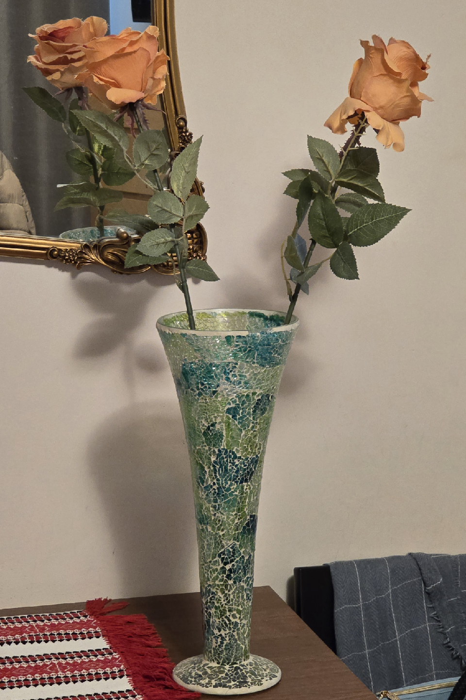 Mosaic Glass Vase - Green & Blue