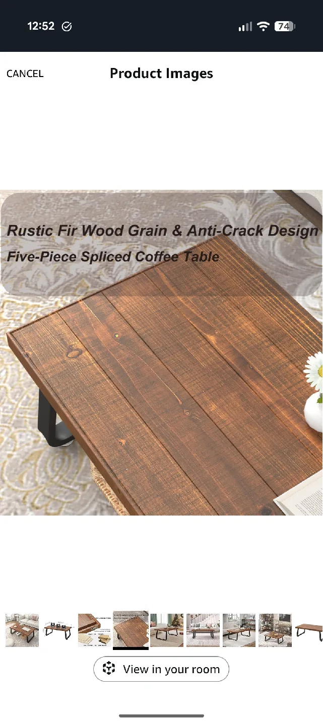 Rustic Brown Solid Wood Coffee Table image indicator(4)
