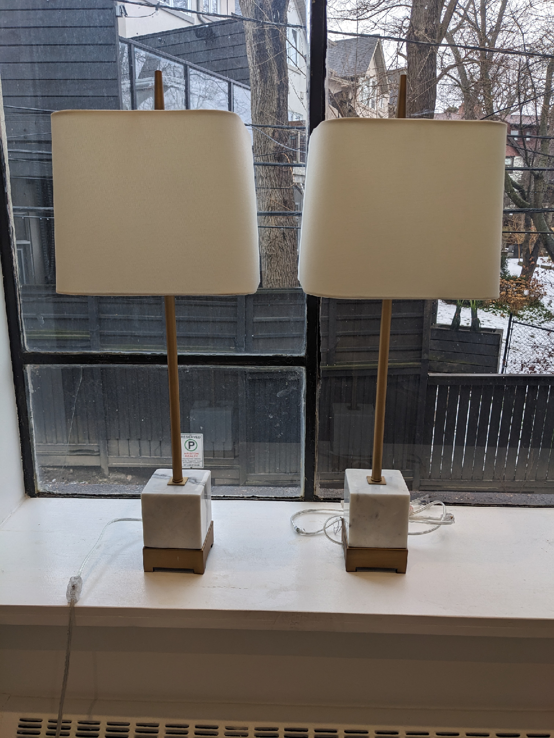 Pair of Structube Marble Base Lamps