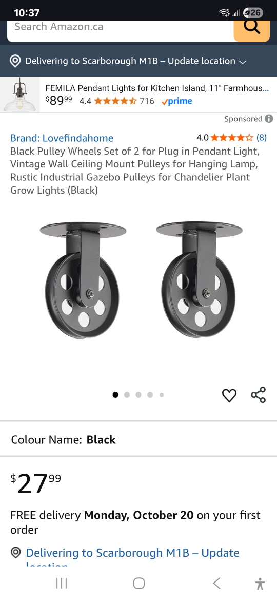 Lovefindahome Black Pulley Wheels (Set of 2) - photo 4