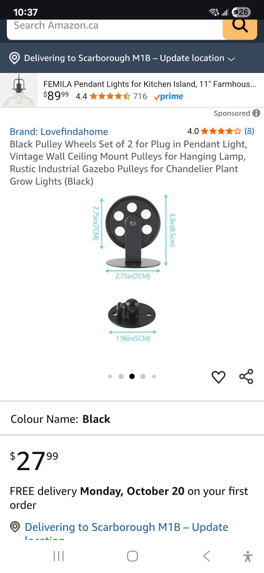 Lovefindahome Black Pulley Wheels (Set of 2) - photo 5