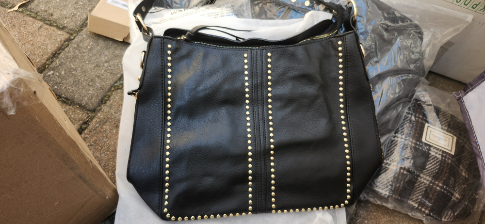 new Black Studded Shoulder Bag