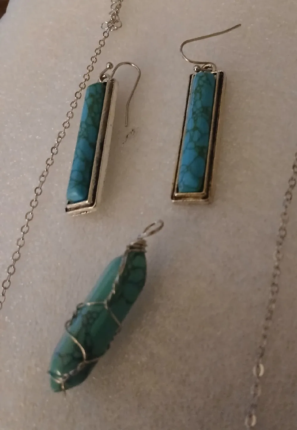 Turquoise Stone Necklace and Earring Set thumbnail