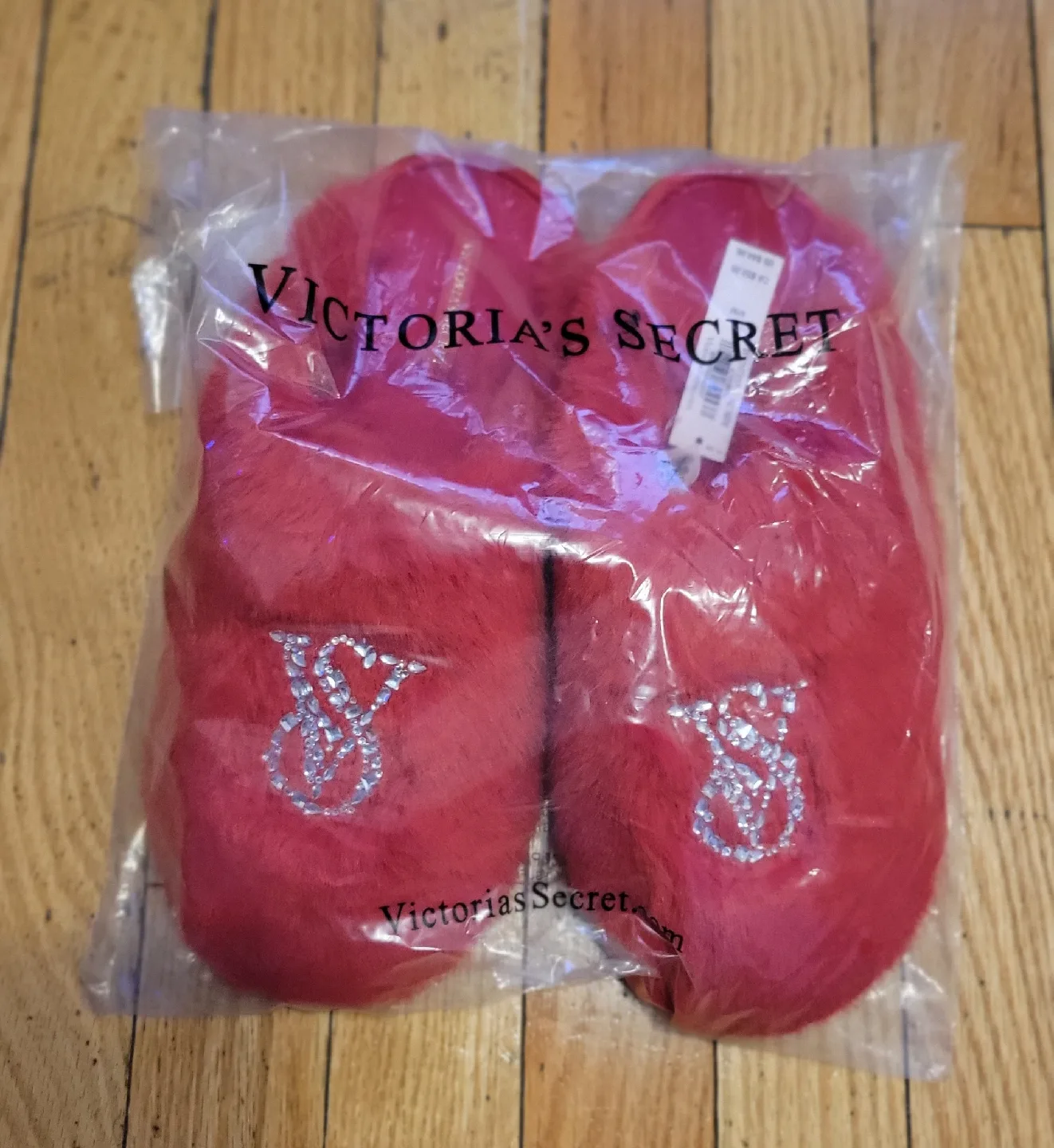 Victoria's Secret Red Furry Slippers - Size M/M thumbnail