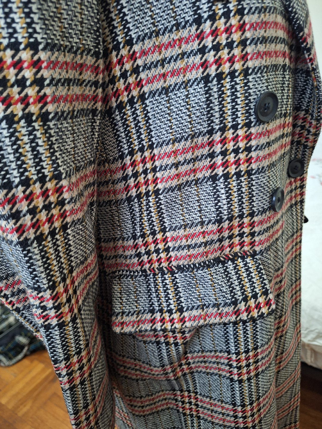 Zara Basic Plaid Coat - Size XS - photo 3