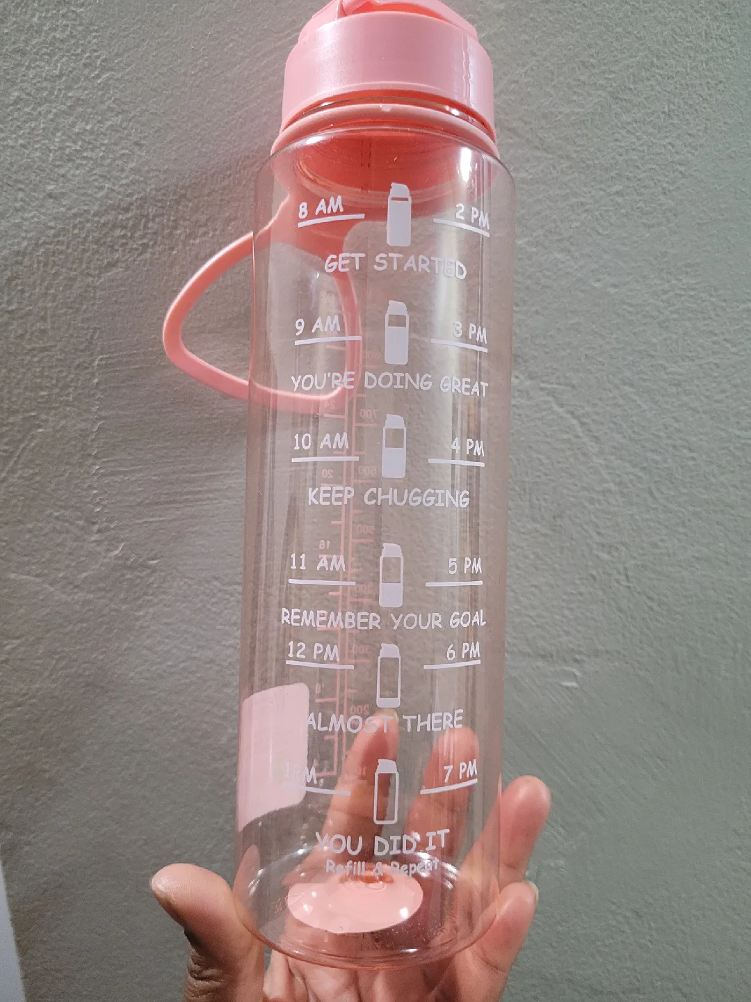 NEW Motivational Pink Water Bottle 900 mL thumbnail