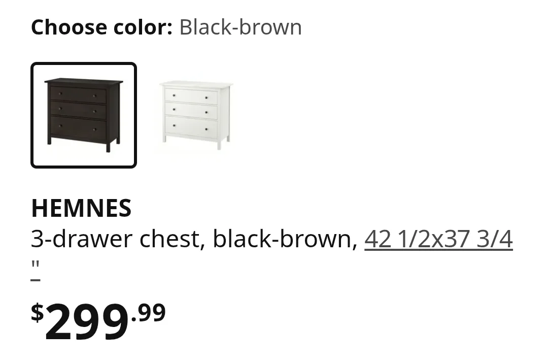 IKEA Hemnes 3-Drawer Chest - Black-Brown image indicator(3)
