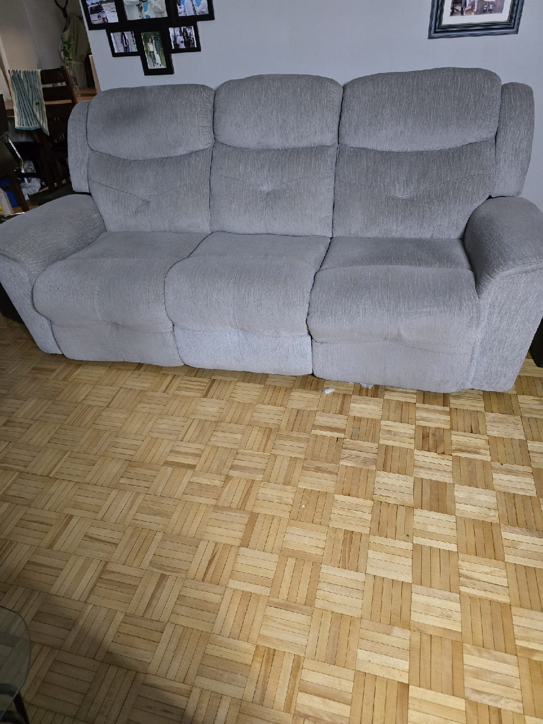 Light Grey Reclining Sofa with Cup Holders - photo 3